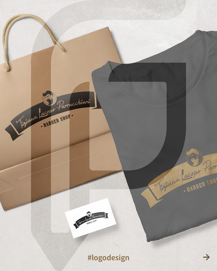 Il logo Tiziana Lacopo Parrucchieri su shopper e t-shirt